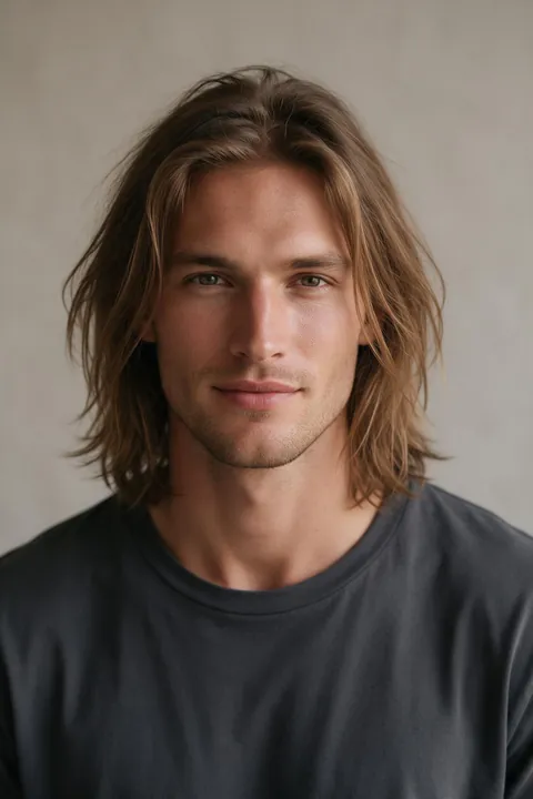 Luca's photo: medium-length light brown hair, overgrown and shapeless.